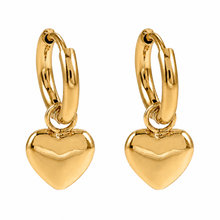 STOWE Gold: Mini Hoop Earrings Anchoring a Heart Shaped Charm