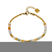 RUBINA: Amazonite Stones & Gold Beaded Bracelet