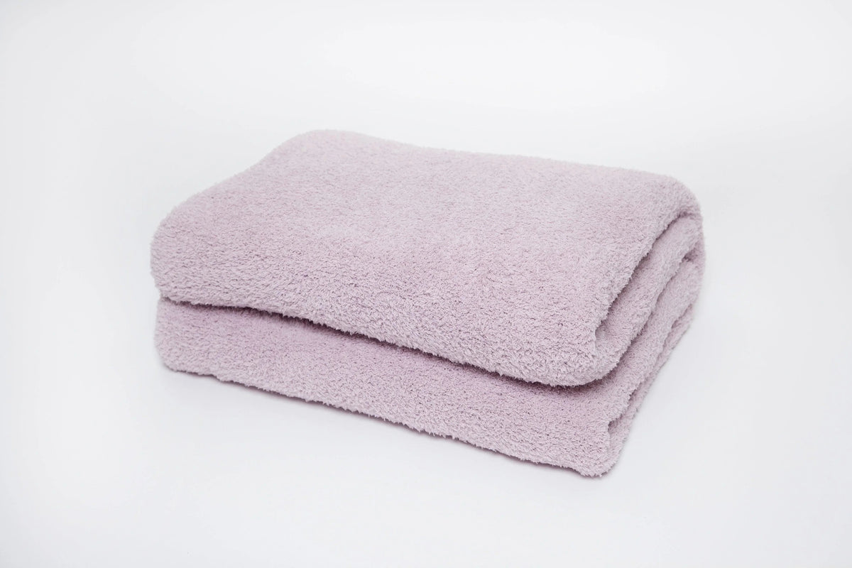 Jeté de lit double épaisseur uni imprimé lilas glacé