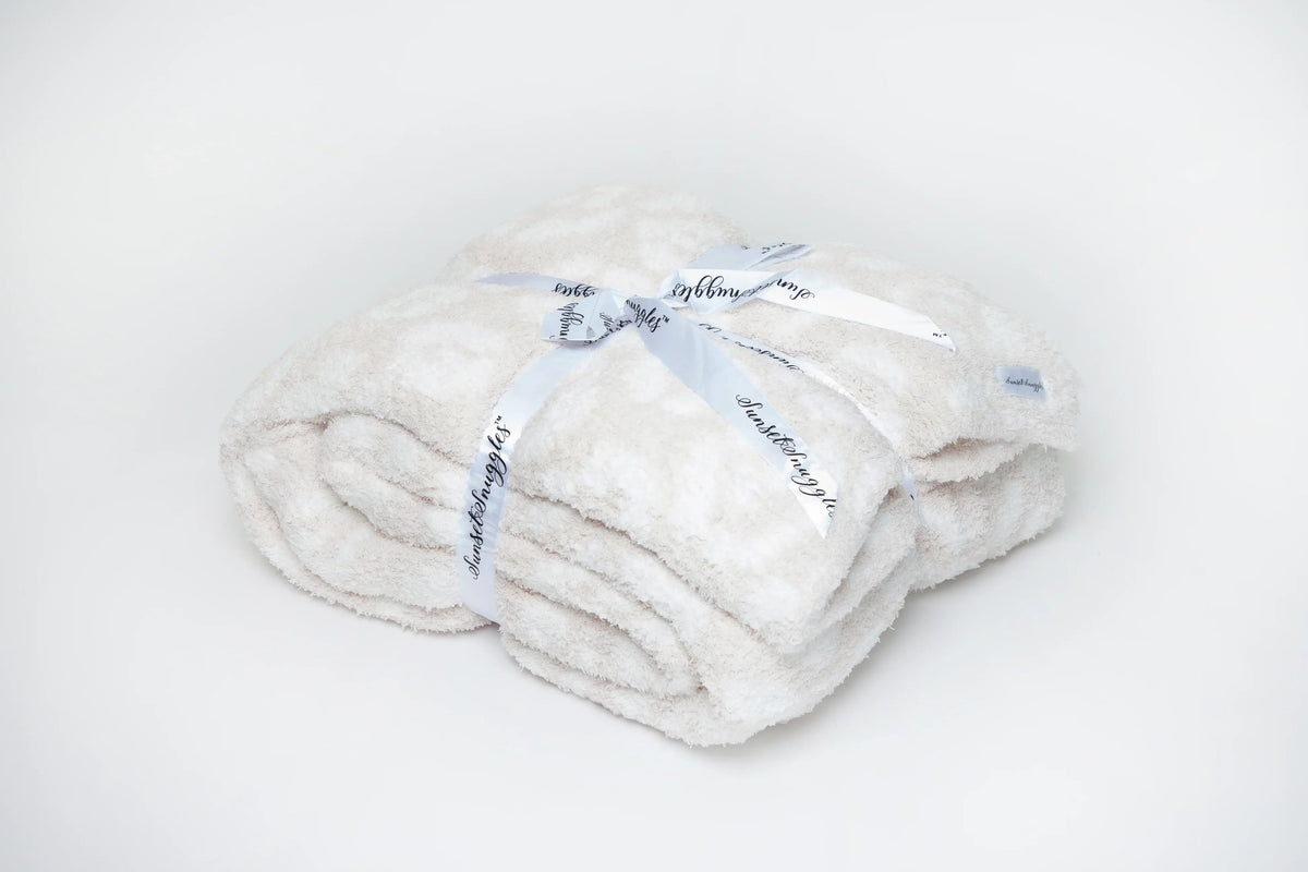 Jeté de canapé imprimé léopard 2.0 beige rougissant et blanc cassé (version longue)