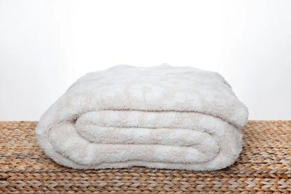 Jeté de canapé imprimé léopard 2.0 beige rougissant et blanc cassé (version longue)