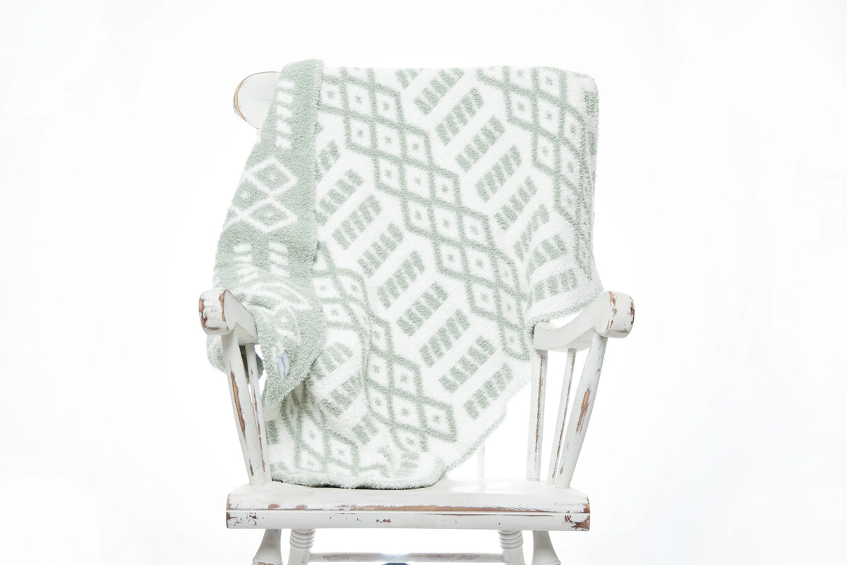 Couverture pour tout-petit à motif de pois diamant blanc et sauge du désert