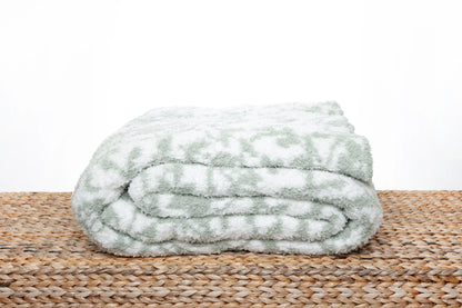 Desert Sage & White Fairy Garden Vine Print Extended Throw