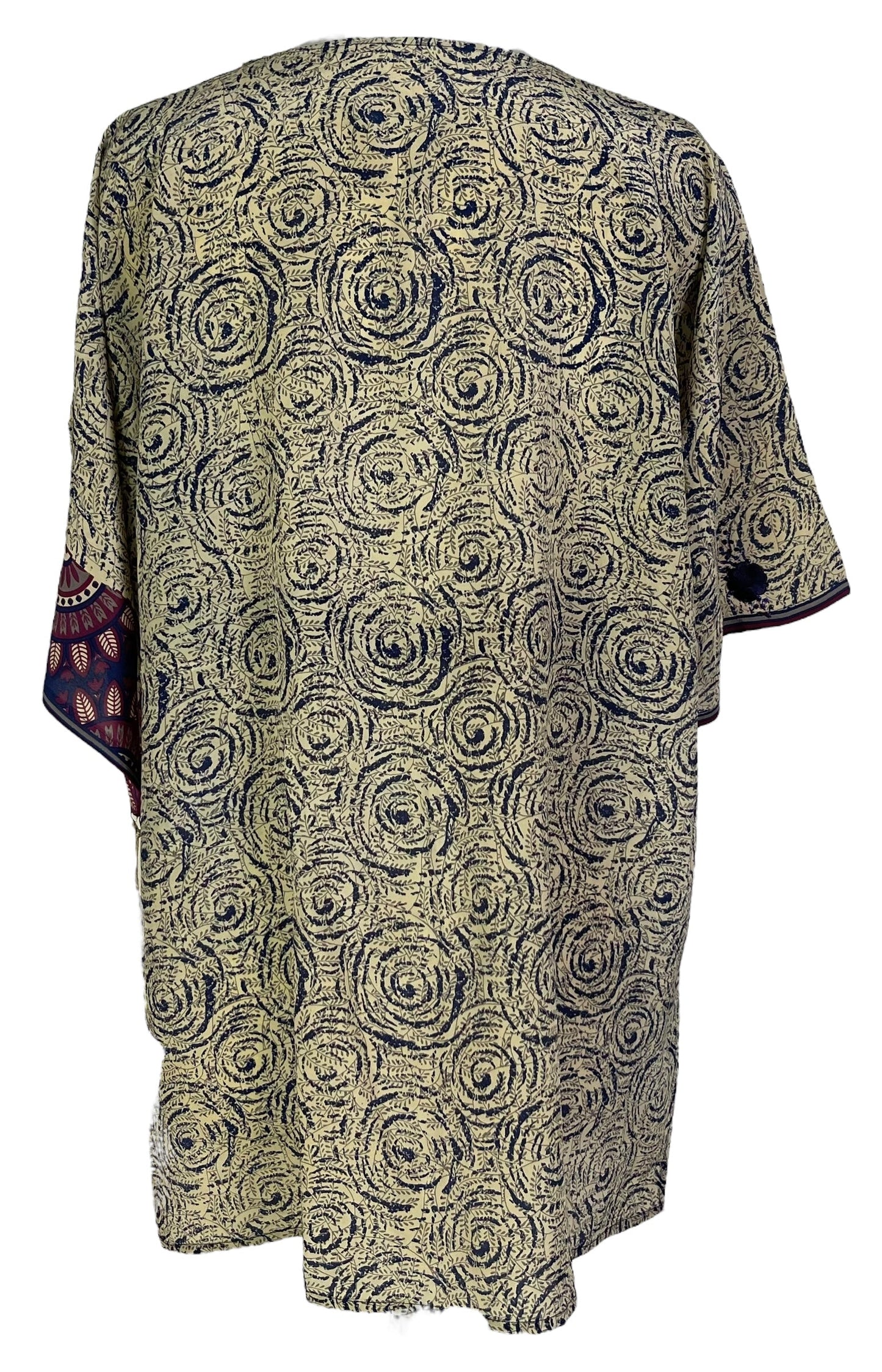 PRC6912 Veste en pure soie à manches kimono avec ceinture