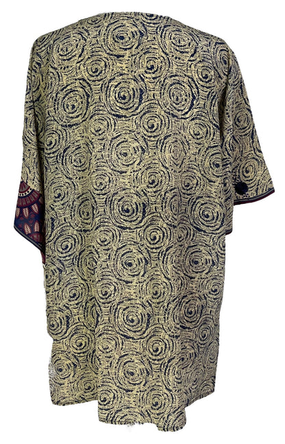 PRC6912 Veste en pure soie à manches kimono avec ceinture