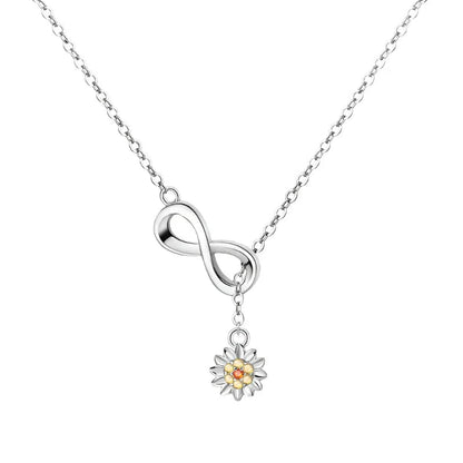 Collier infini en argent sterling "Endless Sunshine" avec tournesol