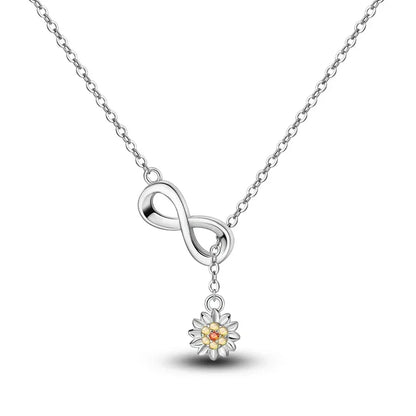 Collier infini en argent sterling "Endless Sunshine" avec tournesol