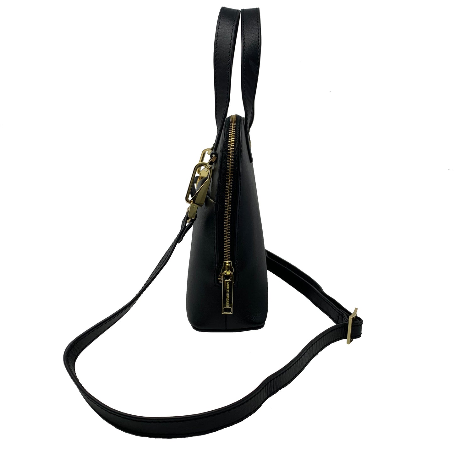 Black leather handbag, Justine