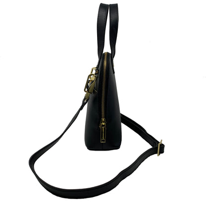 Black leather handbag, Justine