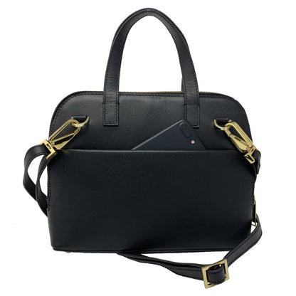 Black leather handbag, Justine