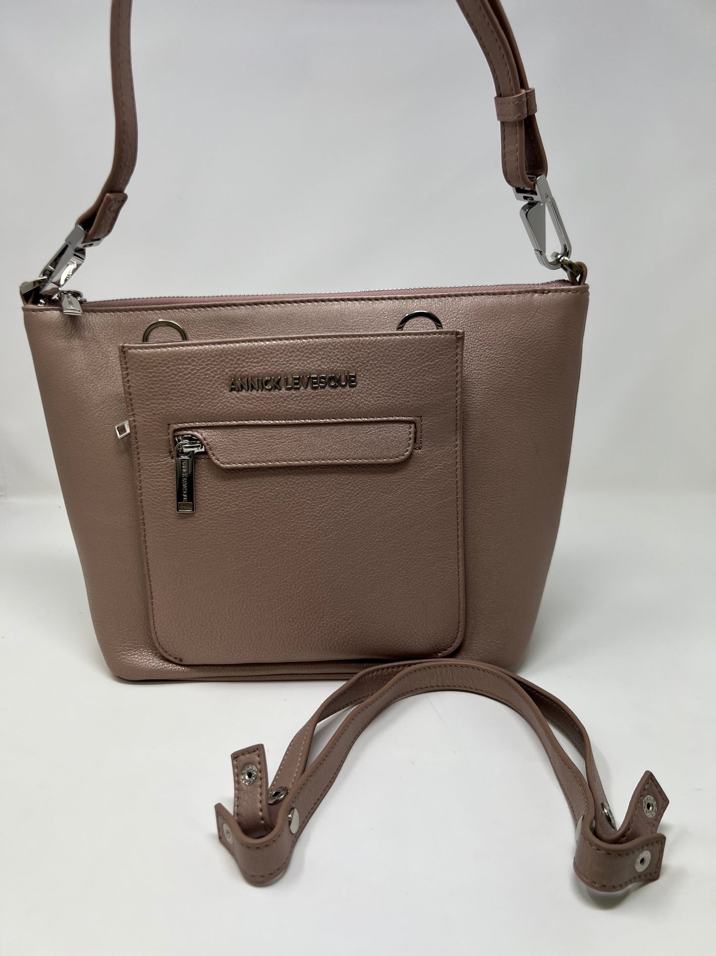 Sac à main en cuir rose platine | Lina