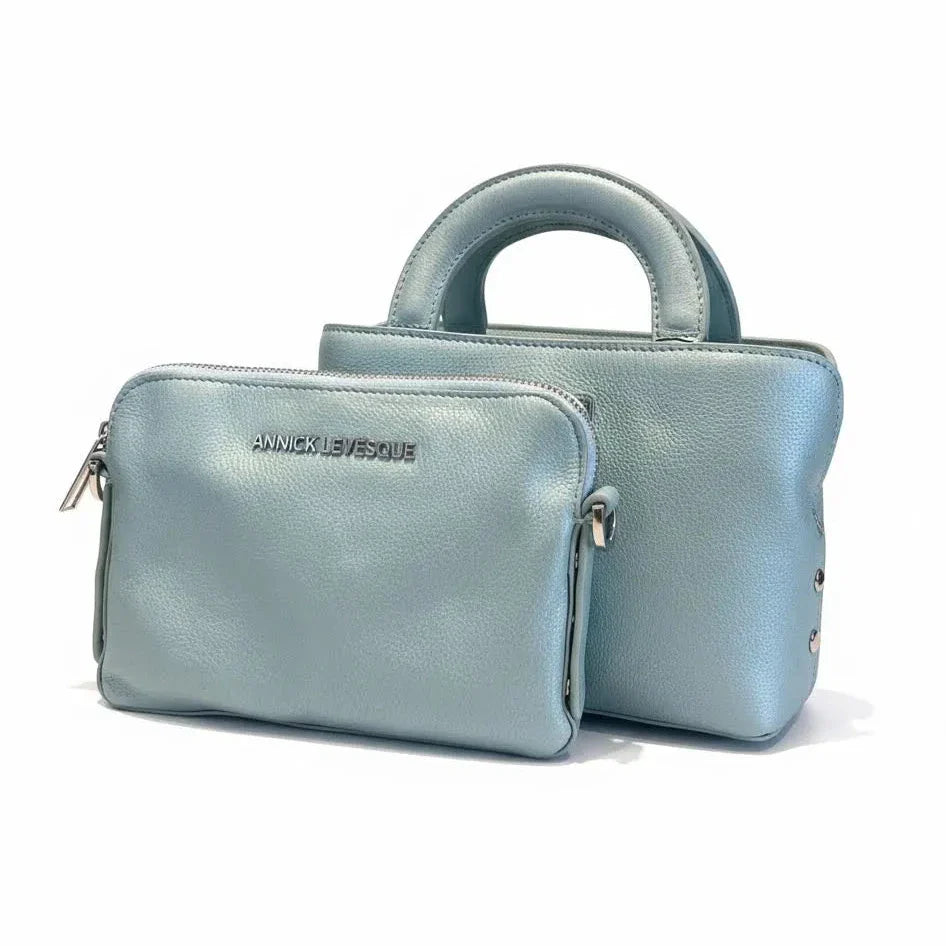 Sac à main en cuir, deux-en-un, Bleu céleste | Clarence