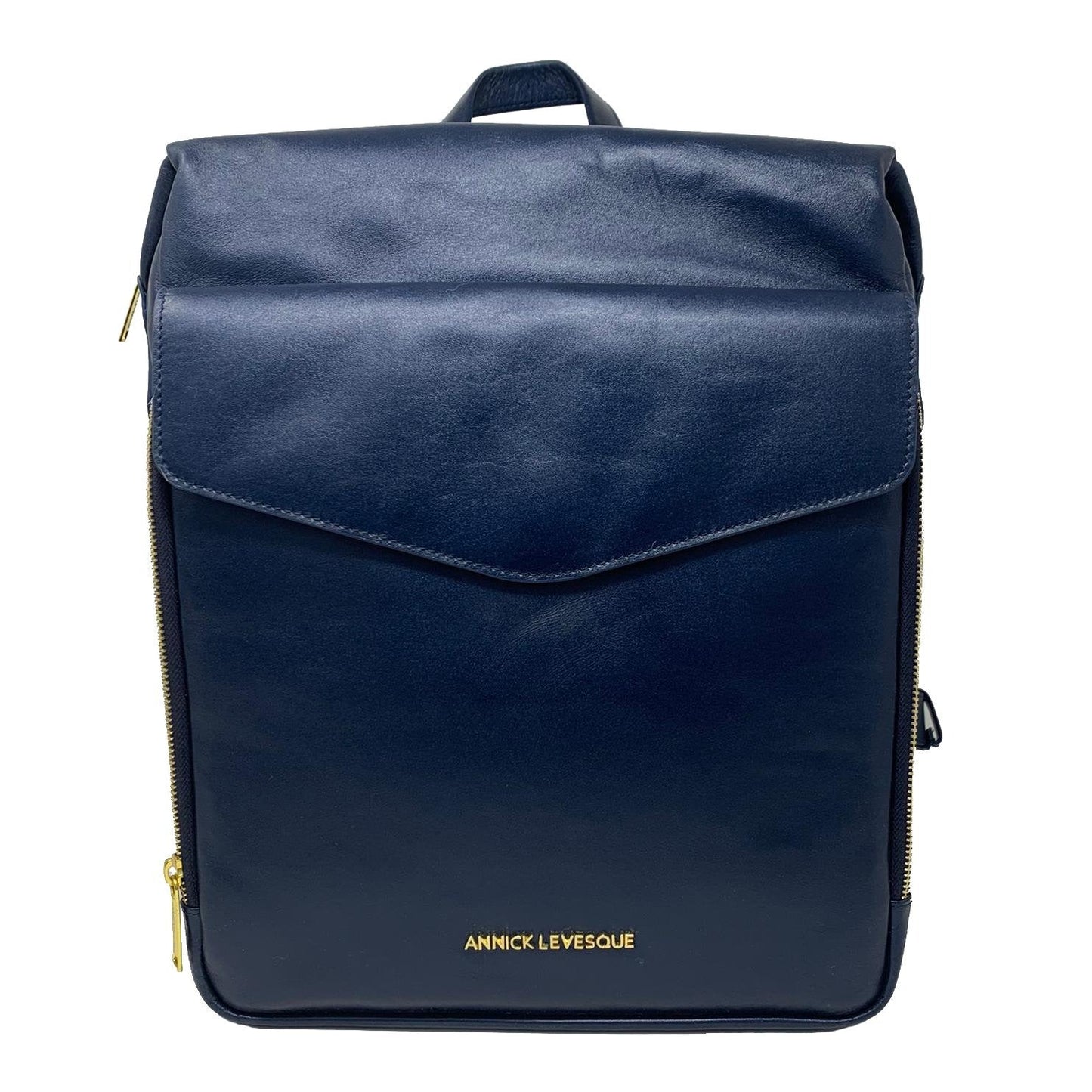 Navy Blue Genuine Leather Backpack, Léanne