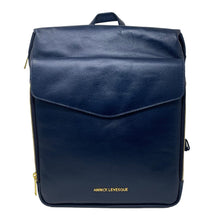 Grand Sac à dos en Cuir Véritable Bleu Marine, Léanne