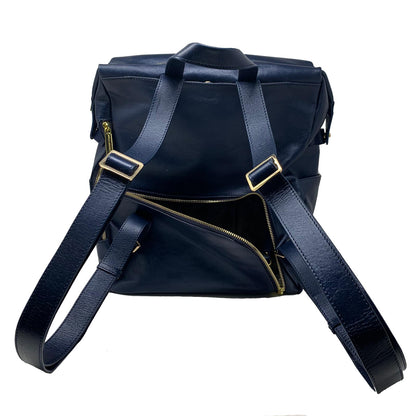 Navy Blue Genuine Leather Backpack, Léanne