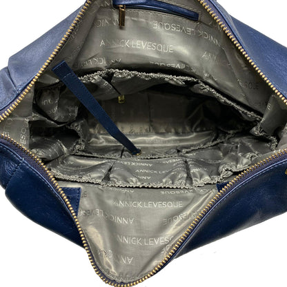 Navy Blue Genuine Leather Backpack, Léanne