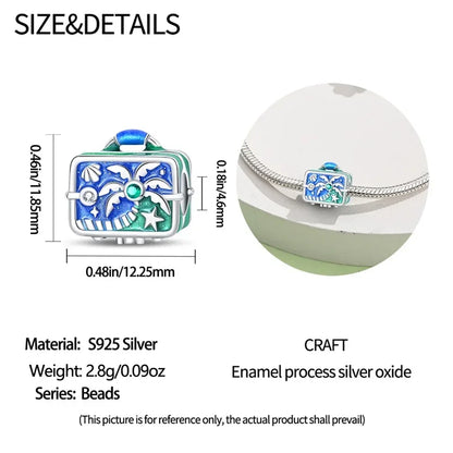 Breloque de valise en argent sterling « Paradis de la plage »