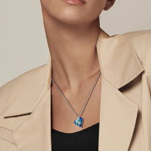 925 Sterling Silver Blue Crystal Heart Butterfly Necklace | CZ Pendant Chain