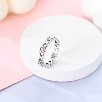 Bague Cœur Infini en Argent Sterling 925 et Zirconiums Roses