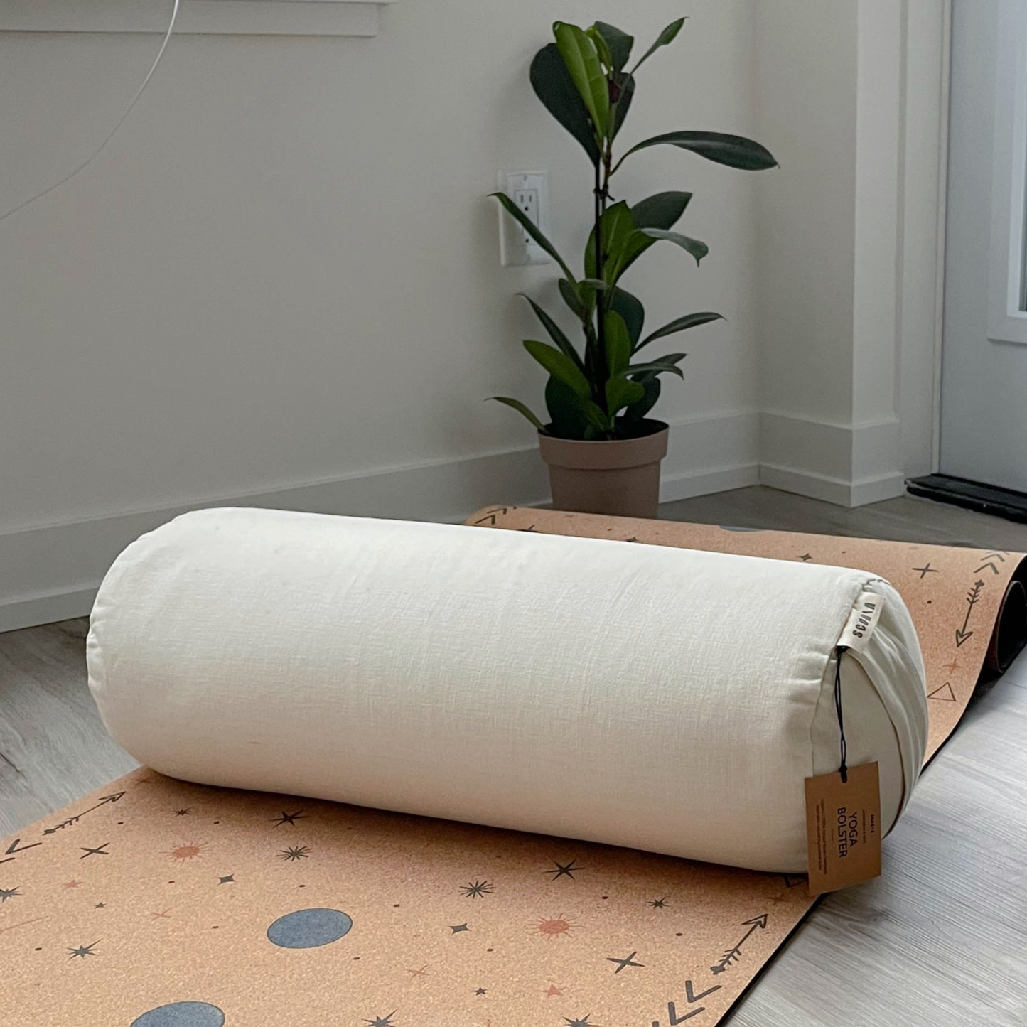 Traversin de yoga rond | Naturel et biologique | Blanc ivoire