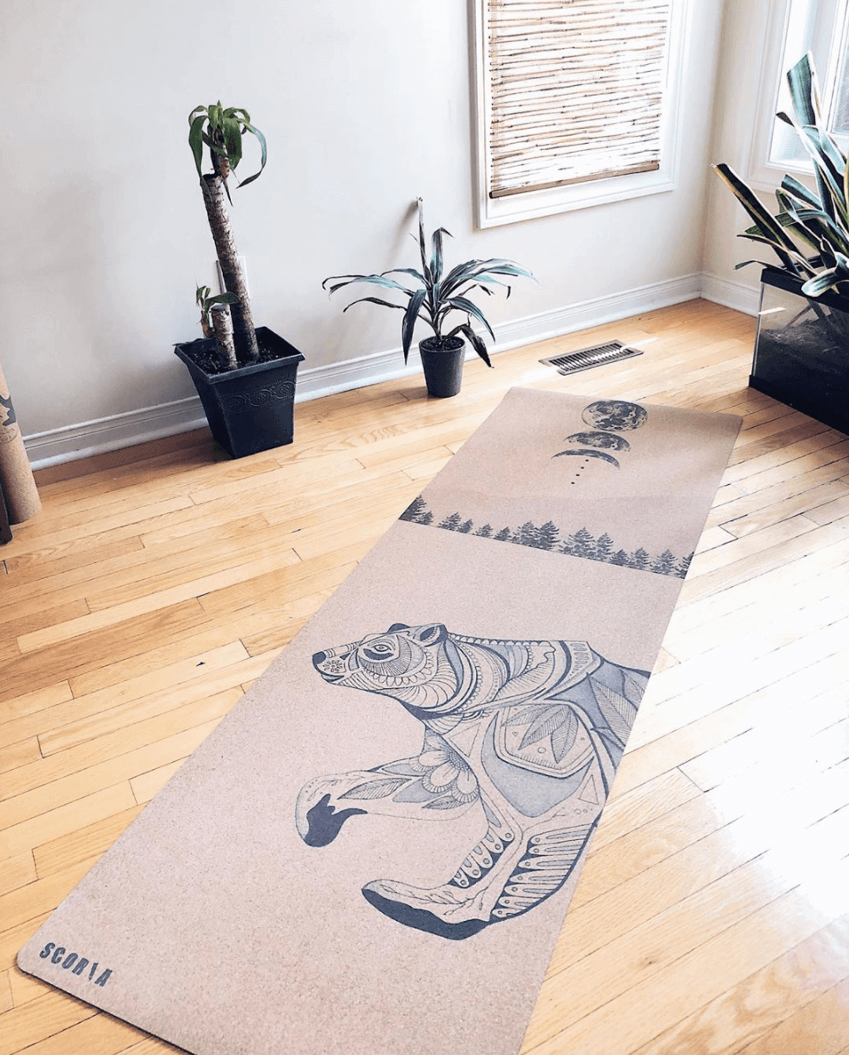 Tapis de yoga en liège Night Bear | 4,5MM | Édition Collaboration