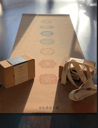 Tapis de yoga en liège pour alignement des chakras | 4,5 mm