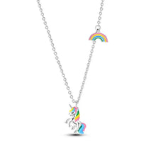 Collier Pendentif Licorne Magique en Argent Sterling avec Breloque Arc-en-Ciel