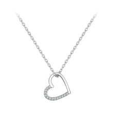 Genuine 925 Sterling Silver The Shape Of Love Chain Necklace For Women - Fine Jewelry 18.11'' Collar