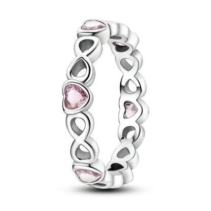 Bague Cœur Infini en Argent Sterling 925 et Zirconiums Roses