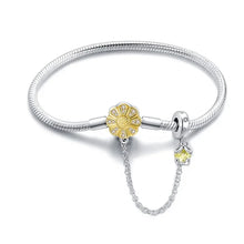 Sterling Silver Daisy Clasp Bracelet with Yellow CZ