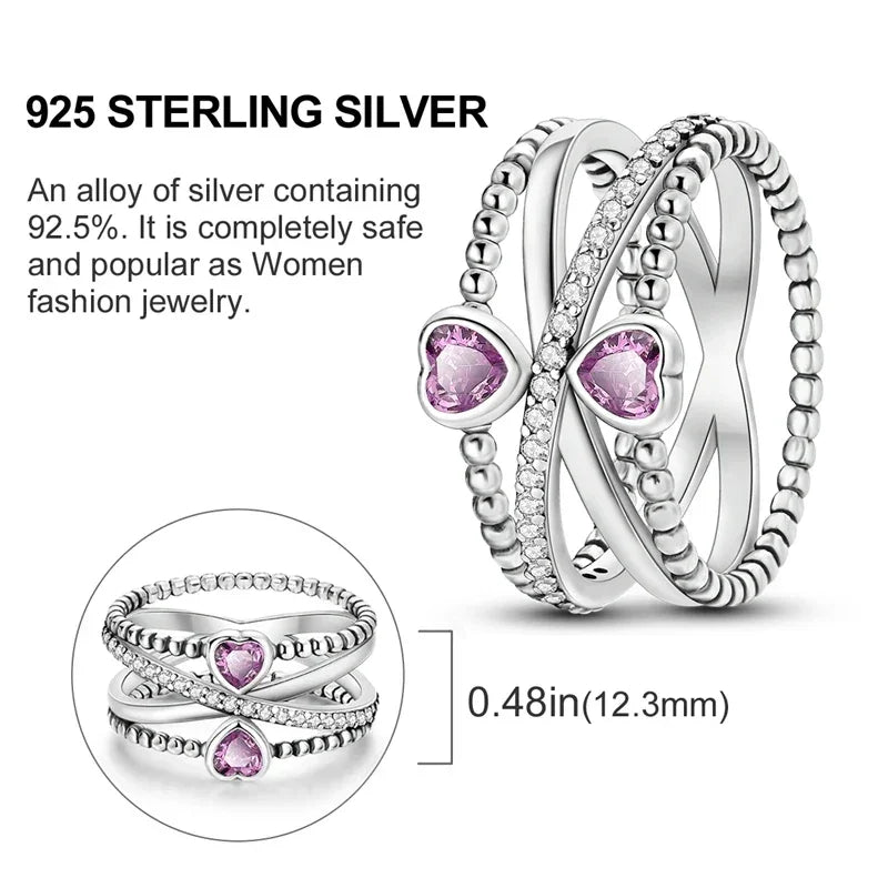 Bague Cœur Double Infini en Argent Sterling 925