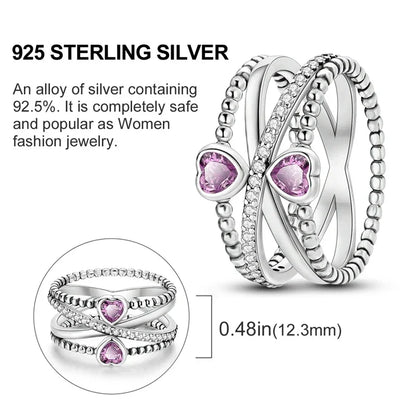 Bague Cœur Double Infini en Argent Sterling 925