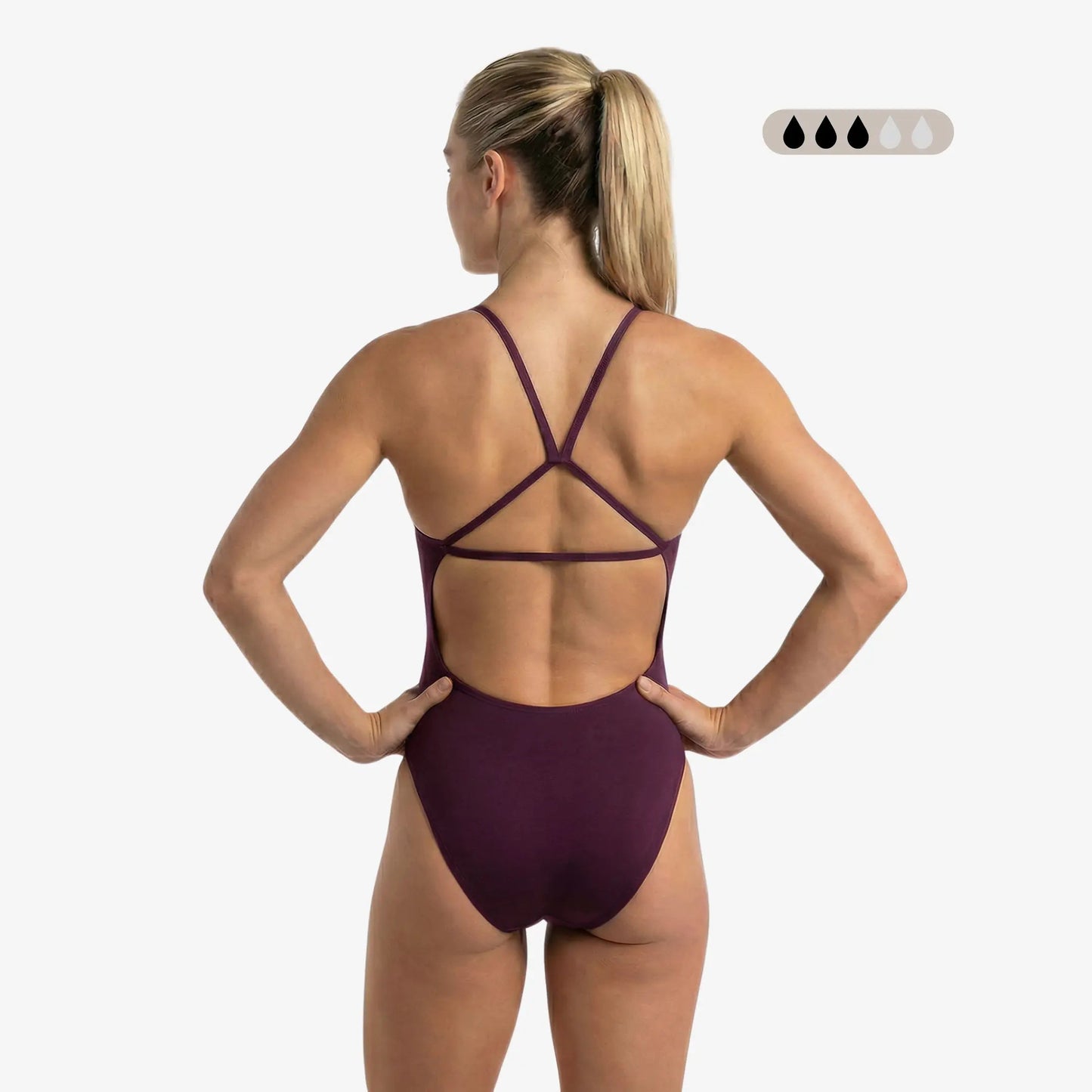 Maillot de bain de règles une pièce à dos ouvert SecureFlo Merlot par Norca