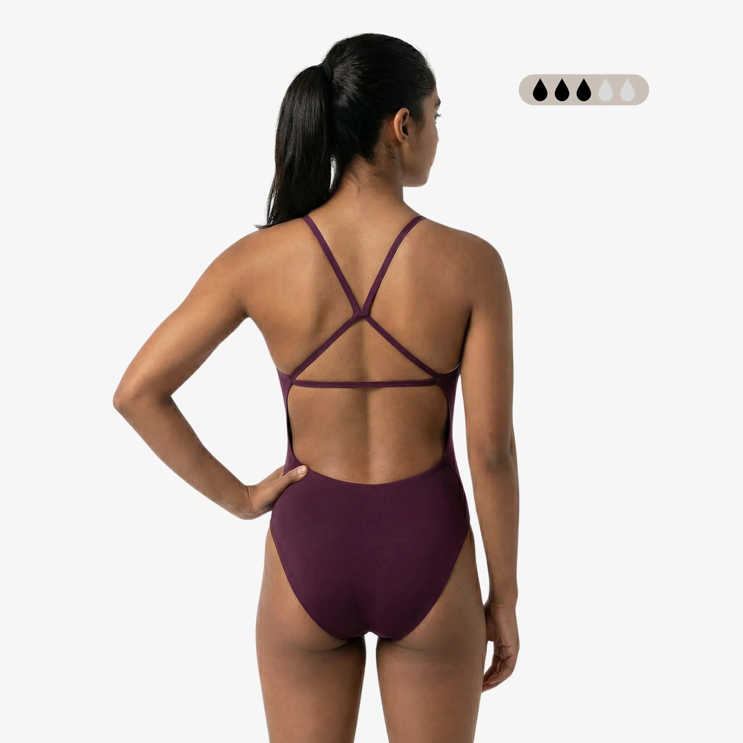 Maillot de bain de règles une pièce à dos ouvert SecureFlo Merlot par Norca