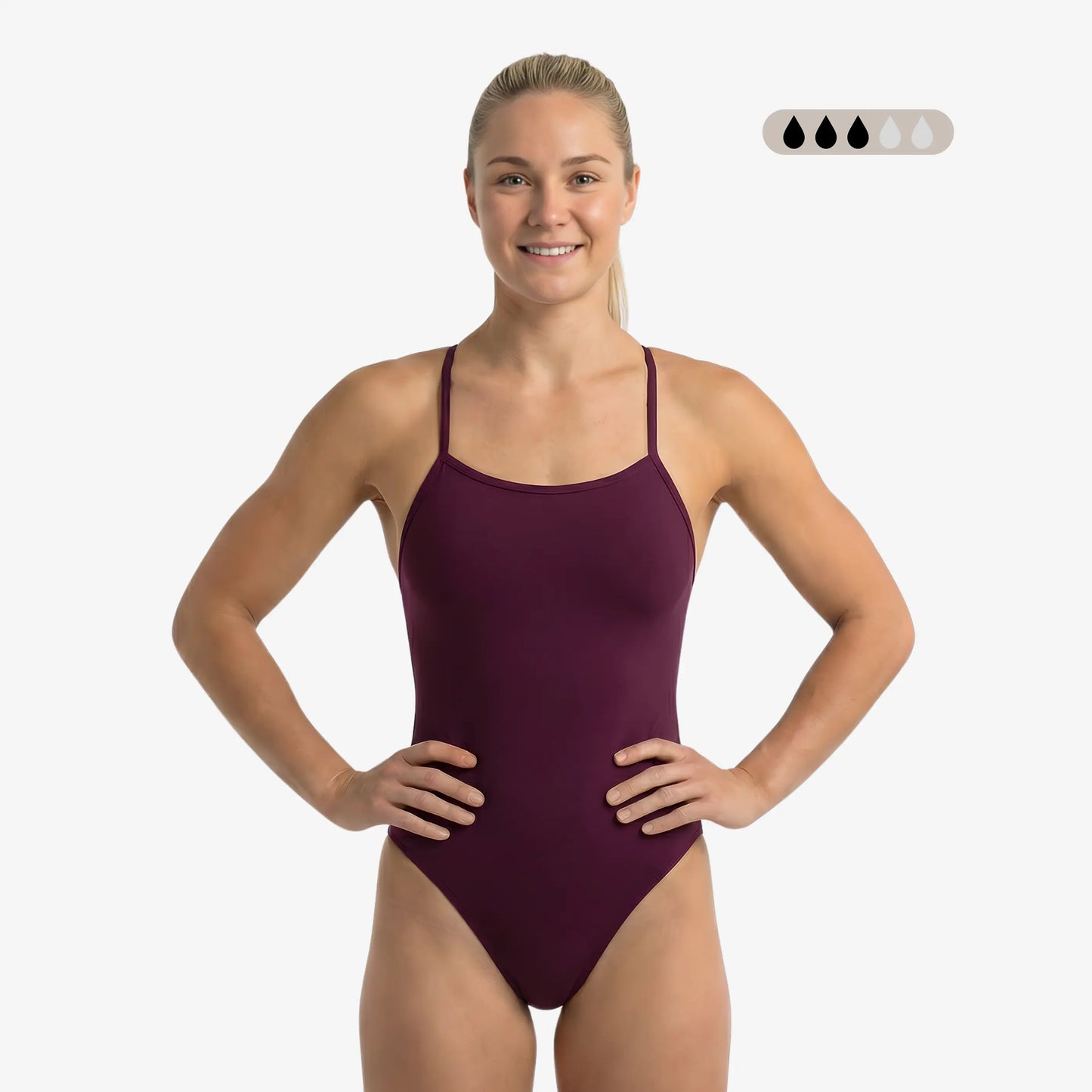 Maillot de bain de règles une pièce à dos ouvert SecureFlo Merlot par Norca