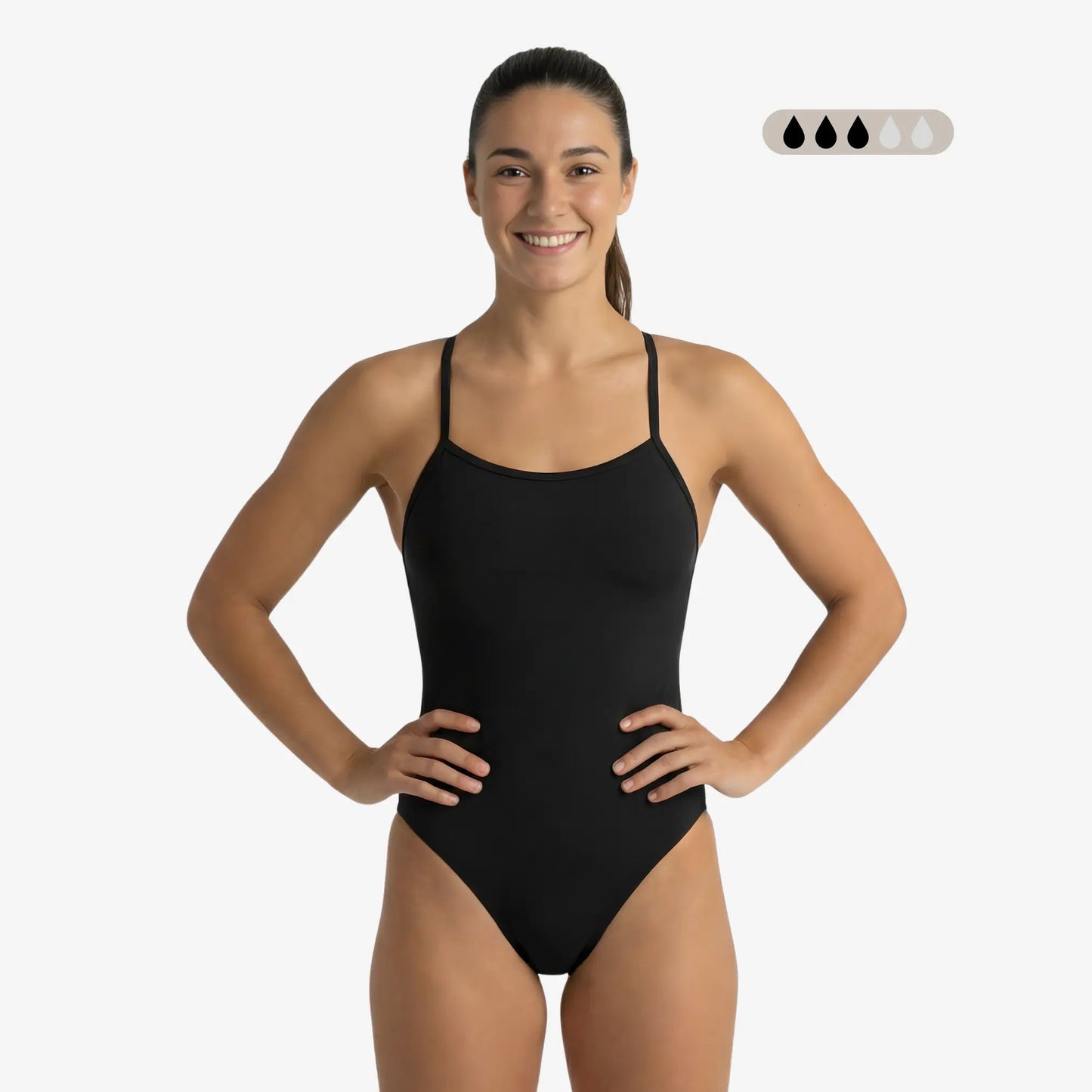 Maillot de bain de règles une pièce à dos ouvert Onyx SecureFlo de Norca