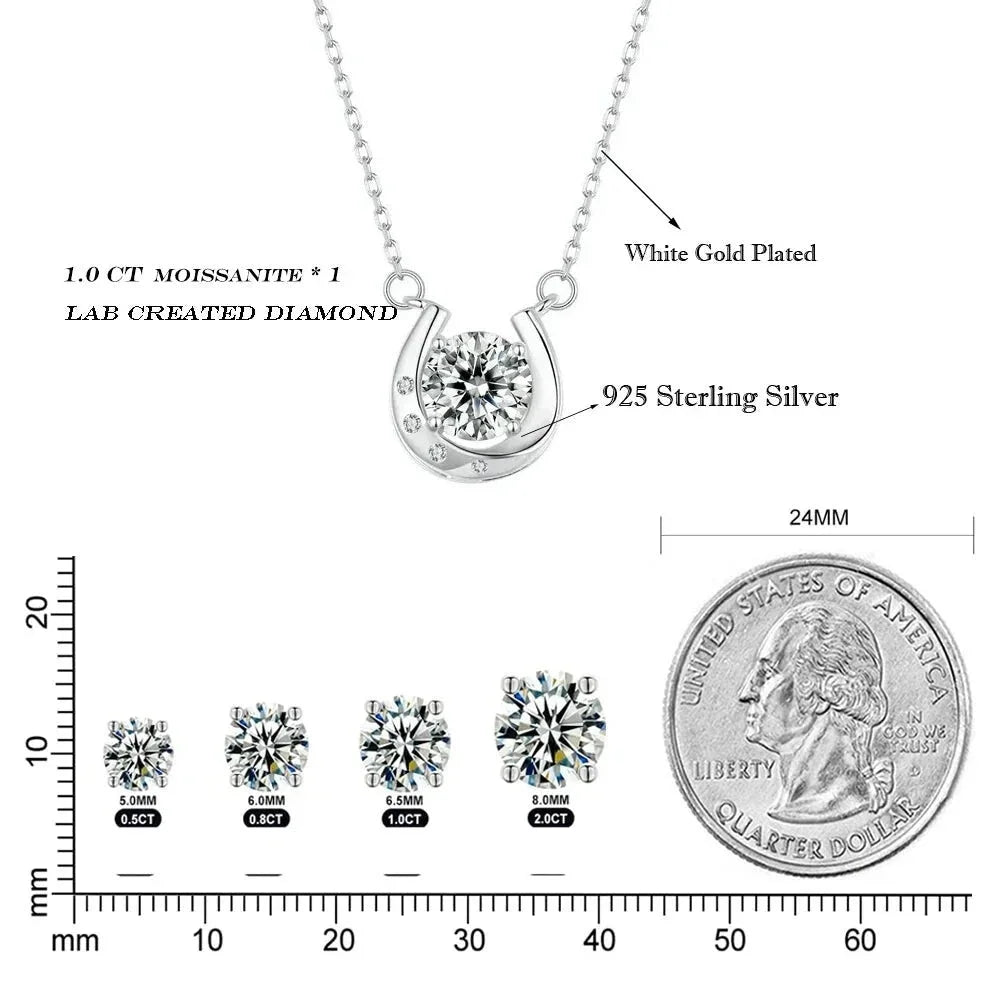 Porte-Bonheur - Collier fer à cheval en argent sterling avec moissanite étincelante