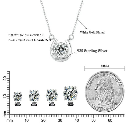 Porte-Bonheur - Collier fer à cheval en argent sterling avec moissanite étincelante