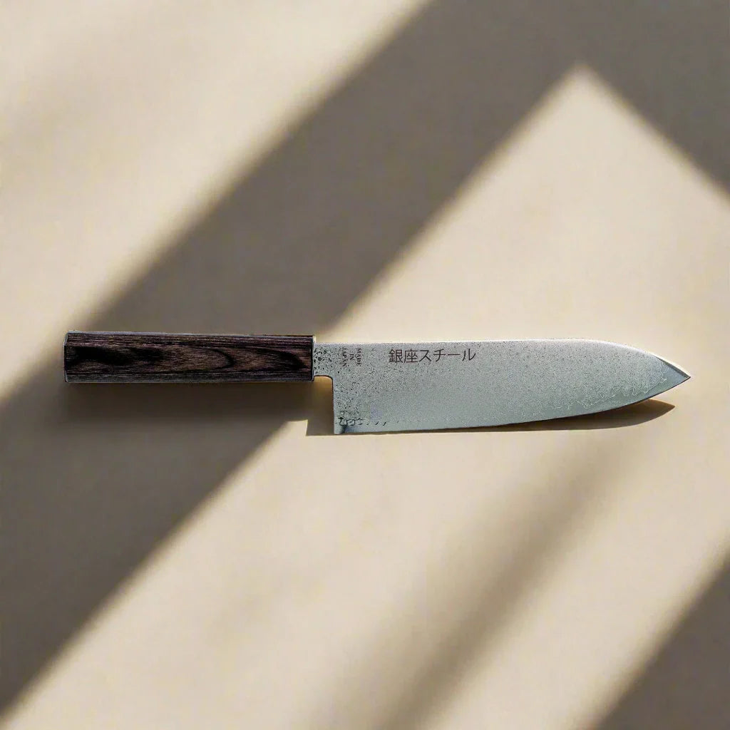 Série Seiryū (青龍) - Couteau Santoku 180 mm en acier Damas VG10