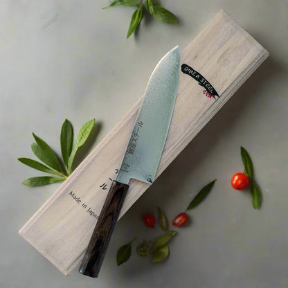 Série Seiryū (青龍) - Couteau Santoku 180 mm en acier Damas VG10