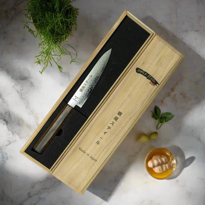 Série Seiryū (青龍) - Couteau d'office 150 mm en acier Damas VG10