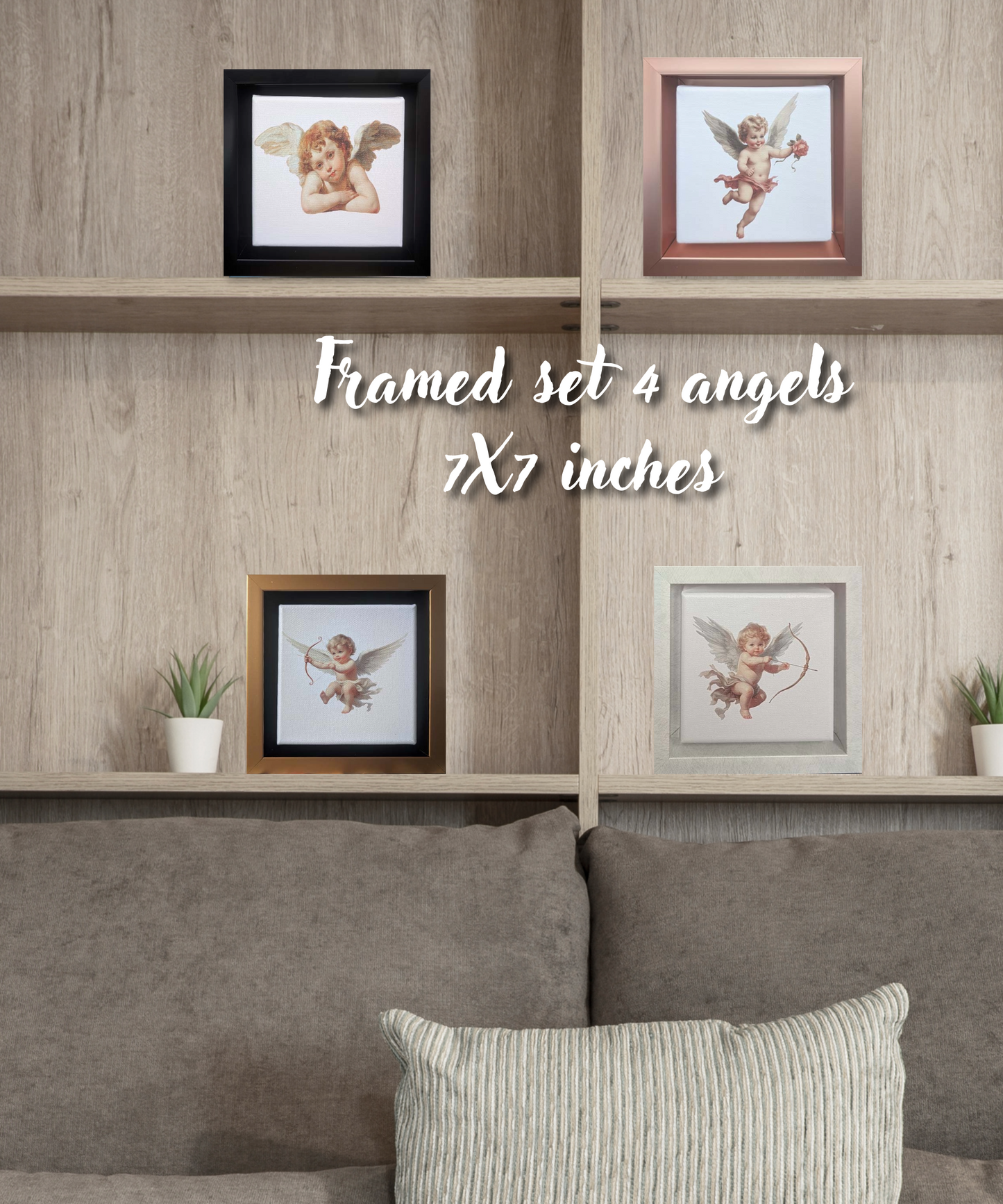 Lot de 4 tableaux muraux encadrés d'anges