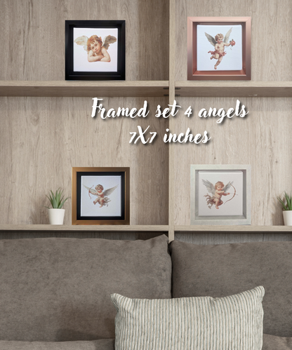 Lot de 4 tableaux muraux encadrés d'anges