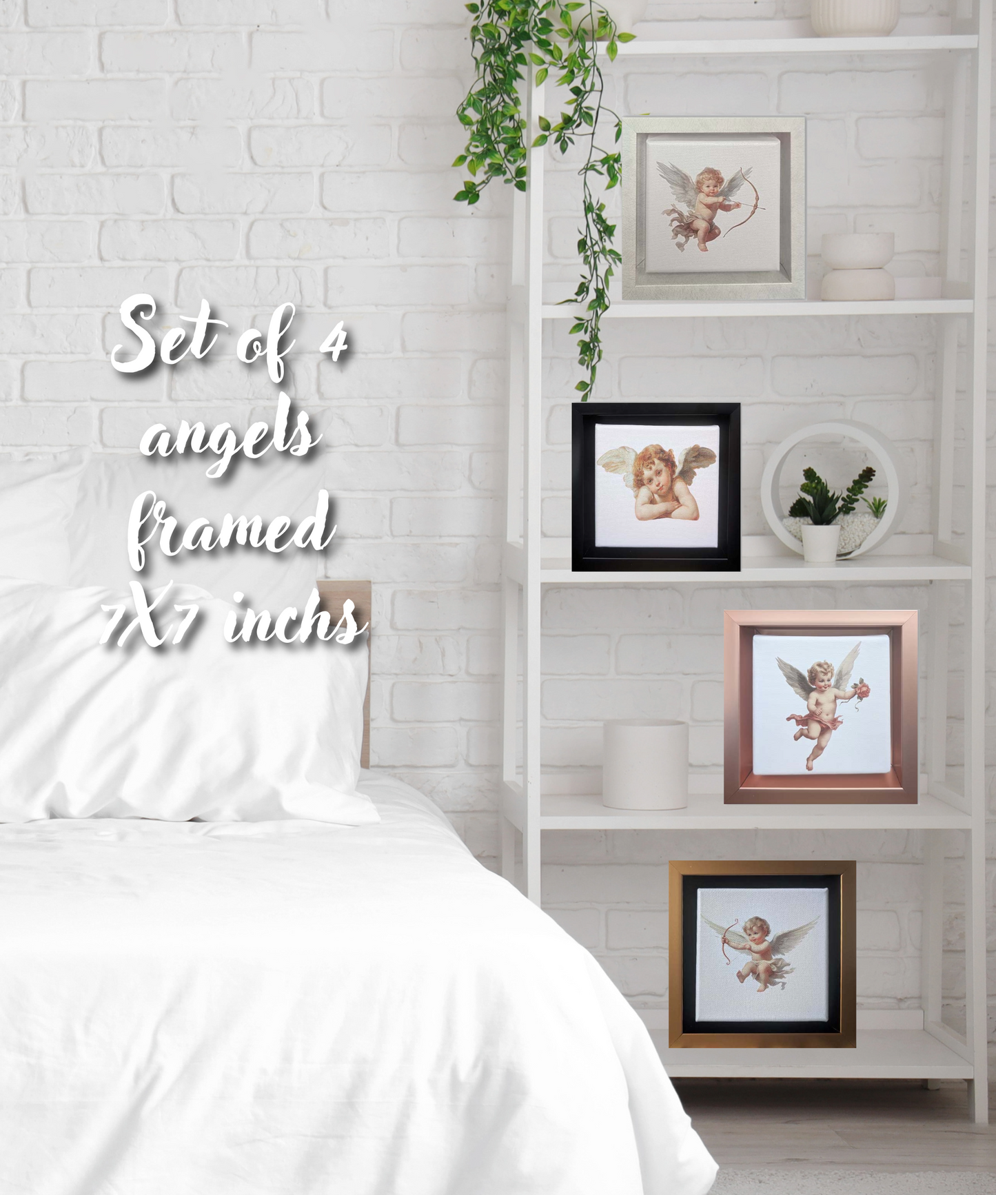 Lot de 4 tableaux muraux encadrés d'anges