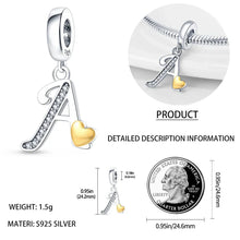 Breloque initiale en argent sterling 925 avec strass cubiques