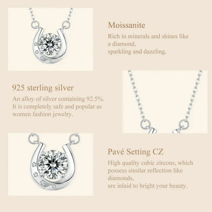 Porte-Bonheur - Collier fer à cheval en argent sterling avec moissanite étincelante