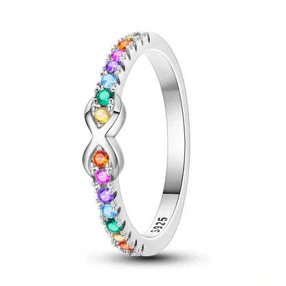 Bague infini arc-en-ciel en argent sterling 925