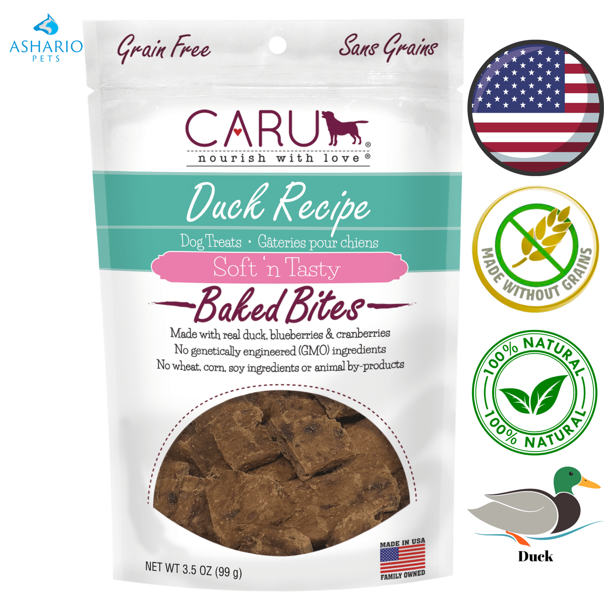 Caru - Soft & Tasty Bites Dog Treats - 3.75 Oz