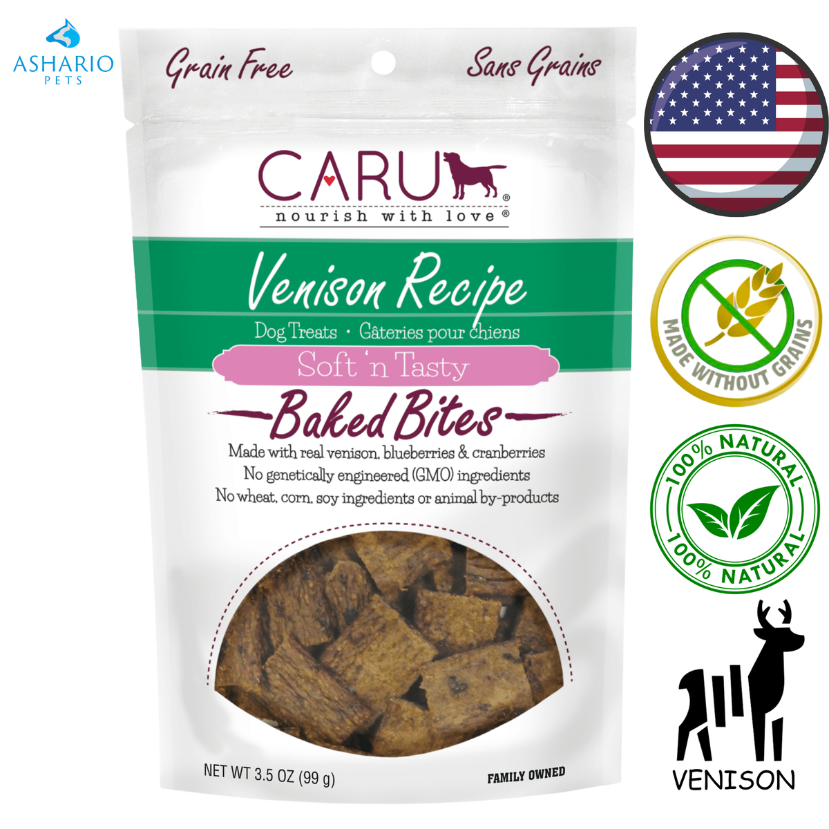 Caru - Soft & Tasty Bites Dog Treats - 3.75 Oz