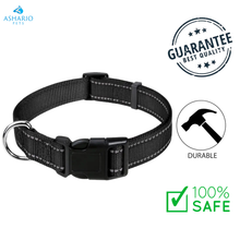 Ashario Pets - Reflective Adjustable Nylon Dog Collar - Small